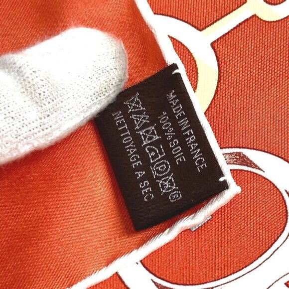 HERMES Carre90 Carre 90 DO RE BOUCLES Scarf silk Orange Unused - Picture 5 of 12